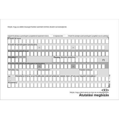 Nyomtatvány, átutalási megbízás, kézi, 500x2, A6, VICTORIA PAPER "PFNY 11"