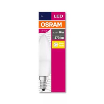   LED izzó, E14, gyertya, B35, 5,7W, 470lm, 2700K (MF), OSRAM "Value"