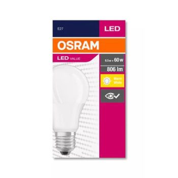   LED izzó, E27, gömb, A60, 8,5W, 806lm, 2700K (MF), OSRAM "Value"