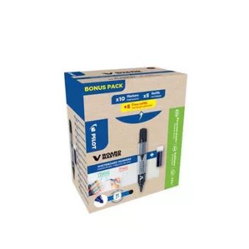   Táblamarker, 2,3 mm, kúpos, PILOT "V-Board Master, Bonus Pack", fekete + betét
