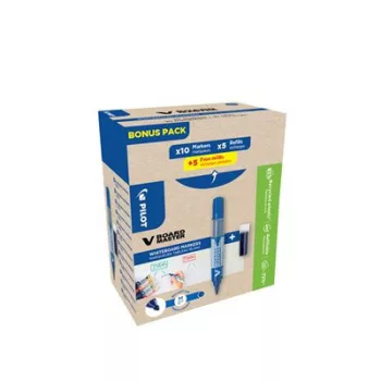   Táblamarker, 2,3 mm, kúpos, PILOT "V-Board Master, Bonus Pack", kék + betét