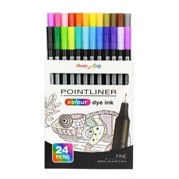   Tűfilc készlet, 0,4 mm, PENTEL "Pointliner", 24 különböző szín 24 db