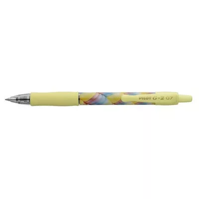 Zseléstoll, 0,32 mm, nyomógombos, sárga tolltest, PILOT "G-2 Flow", kék 1 db