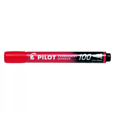 Alkoholos marker, 1 mm, kúpos, PILOT "Permanent Marker 100", piros 1 db