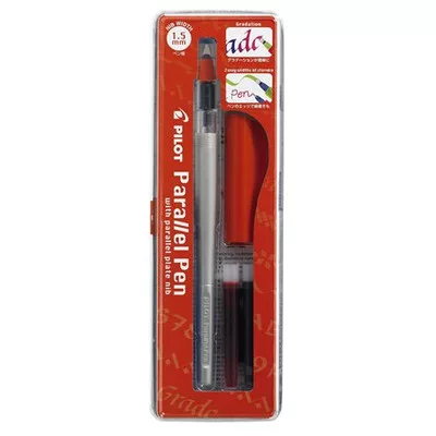 Töltőtoll, 0,1-1,5 mm, piros kupak, PILOT "Parallel Pen" 1 db