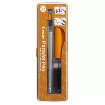   Töltőtoll, 0,5-2,4 mm, narancssárga kupak, PILOT "Parallel Pen" 1 db