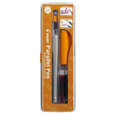 Töltőtoll, 0,5-2,4 mm, narancssárga kupak, PILOT "Parallel Pen" 1 db