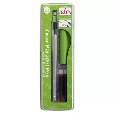 Töltőtoll, 0,5-3,8 mm, zöld kupak, PILOT "Parallel Pen" 1 db