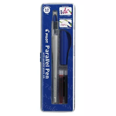 Töltőtoll, 0,5-6 mm, kék kupak, PILOT "Parallel Pen" 1 db