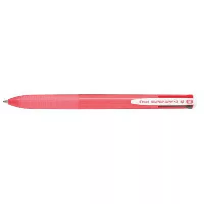 Golyóstoll, 0,27 mm, nyomógombos, rózsaszín tolltest, PILOT "Super Grip G", négyszínű 1 db