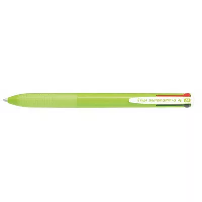 Golyóstoll, 0,27 mm, nyomógombos, világoszöld tolltest, PILOT "Super Grip G", négyszínű 1 db