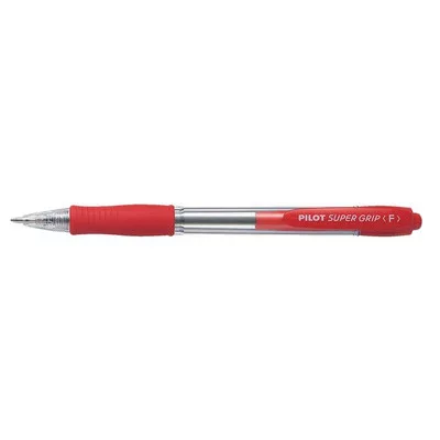 Golyóstoll, 0,22 mm, nyomógombos, PILOT "Super Grip", piros 1 db