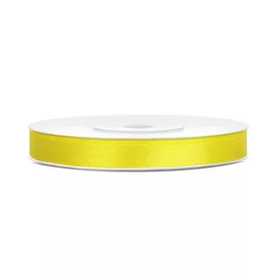 Szatén szalag, 6 mm, sárga 25 méter