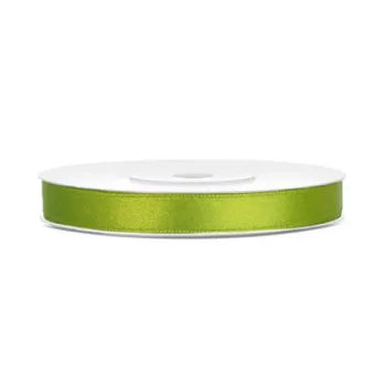 Szatén szalag, 6 mm, limezöld 25 méter