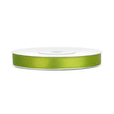Szatén szalag, 6 mm, limezöld 25 méter