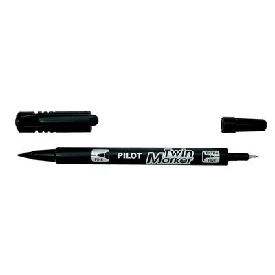 Alkoholos marker, 0,8/2 mm, kétvégű, PILOT "Twin", fekete 1 db