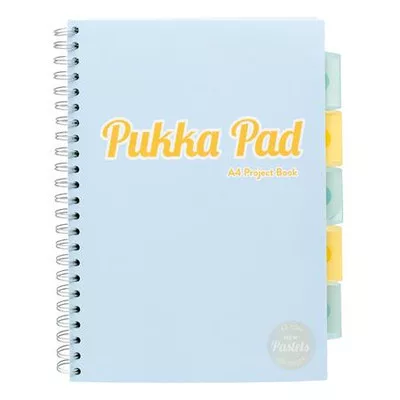 Spirálfüzet, A4, vonalas, 100 lap, PUKKA PAD "Pastel project book", vegyes szín 1 db