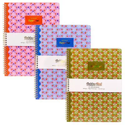 Spirálfüzet, A4+, vonalas, 100 lap, PUKKA PAD "Floral Jotta Notebook", vegyes minta 1 db