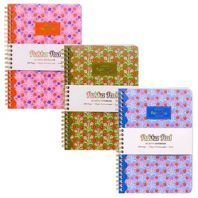 Spirálfüzet, A5, vonalas, 100 lap, PUKKA PAD "Floral Jotta Notebook", vegyes minta 1 db