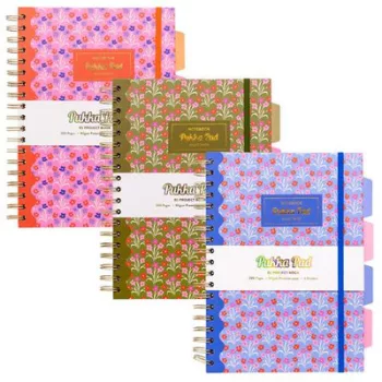   Spirálfüzet, B5, vonalas, 100 lap, PUKKA PAD "Floral Project Book", vegyes minta 1 db