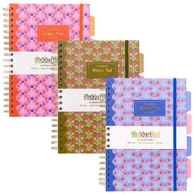 Spirálfüzet, B5, vonalas, 100 lap, PUKKA PAD "Floral Project Book", vegyes minta 1 db