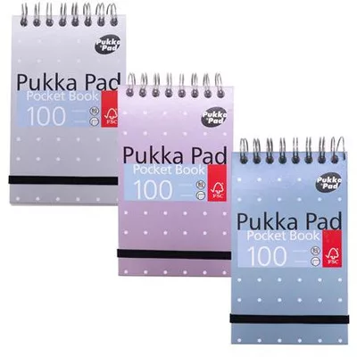 Jegyzetfüzet, A7, spirálozott, vonalas, 50 lap, PUKKA PAD "Metallic Pocket Book", vegyes színek (szín nem választható) 1 db