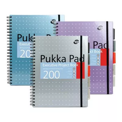 Spirálfüzet, A4+, vonalas, 100 lap, PUKKA PAD "Metallic Project Book", vegyes szín 1 db