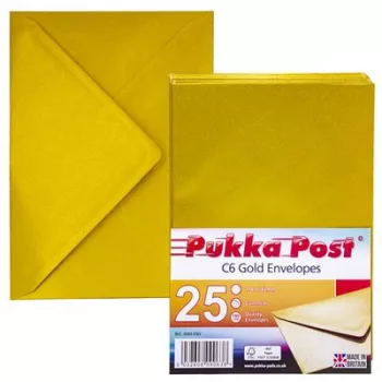   Boríték, C6, enyvezett, PUKKA PAD "Gold", arany 25 db