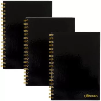   Spirálfüzet, B5, vonalas, 80 lap, FSC, PUKKA PAD "Carpe Diem", fekete 1 db