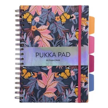   Spirálfüzet, B5, vonalas, 100 lap, PUKKA PAD "Project Book Bloom", vegyes minta 1 db