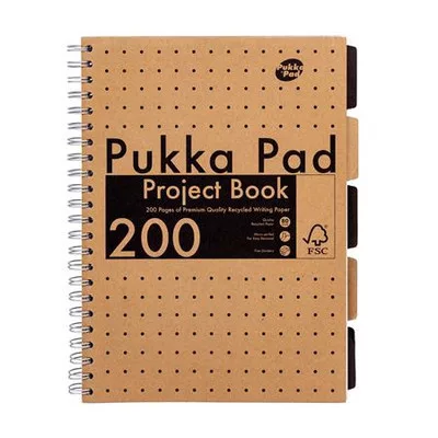 Spirálfüzet, A4, vonalas, 100 lap, PUKKA PAD "Kraft project book" 1 db