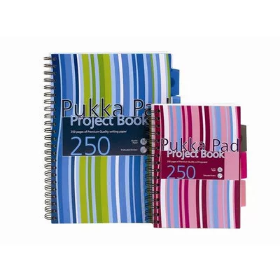 Spirálfüzet, A4, vonalas, 125 lap, PUKKA PAD "Stripe project book" 1 db
