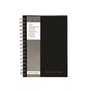   Spirálfüzet, A5, vonalas, 80 lap, PUKKA PAD "Black", fekete
