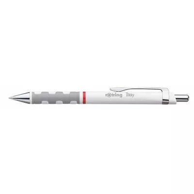 Golyóstoll, 0,8 mm, nyomógombos, fehér tolltest, ROTRING "Tikky", kék 1 db