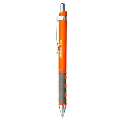 Golyóstoll, 0,8 mm, nyomógombos, neonnarancs tolltest, ROTRING "Tikky", kék 1 db