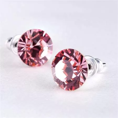 Fülbevaló, rózsaszín SWAROVSKI® kristállyal, 8mm, ART CRYSTELLA® 1 pár