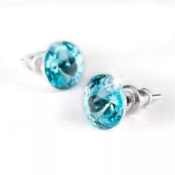   Fülbevaló, light türkíz SWAROVSKI® kristállyal, csúcsos, 8mm, ART CRYSTELLA®