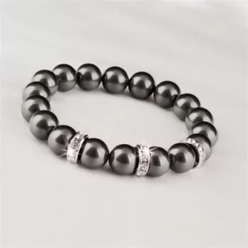   Karkötő, fekete SWAROVSKI® gyöngyből, fehér rondella kristállyal, 10mm, ART CRYSTELLA® M