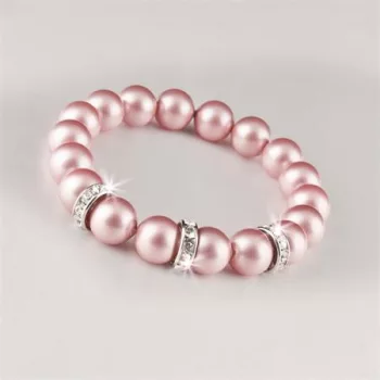   Karkötő SWAROVSKI® gyöngyből, rózsaszín, fehér rondella kristály, ART CRYSTELLA, M