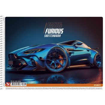   Vázlatfüzet, spirál, A4, 120 g, 20 lap, SHKOLYARYK "Fast&Furious"