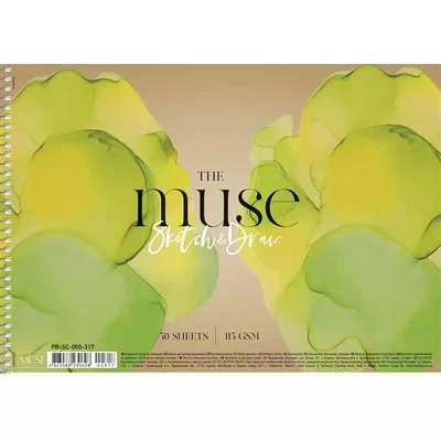 Vázlatfüzet, spirál, A4, 115 g, 50 lap, SHKOLYARYK "Sketch&Draw Muse" 1 db