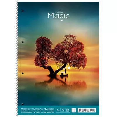 Spirálfüzet, A4+, kockás, 80 lap, SHKOLYARYK "Colourful magic", vegyes 1 db