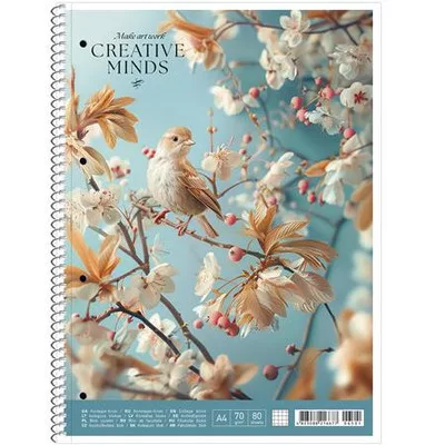 Spirálfüzet, A4, kockás, 80 lap, SHOLYARYK "College Block Creative Minds", vegyes 1 db