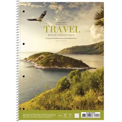 Spirálfüzet, A4+, vonalas, 80 lap, SHKOLYARYK "Travel", vegyes 1 db