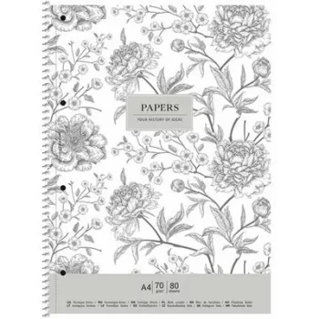   Spirálfüzet, A4+, vonalas, 80 lap, SHKOLYARYK "Vintage flowers", vegyes