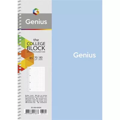 Spirálfüzet, B5, kockás, 80 lap, SHKOLYARYK "Genius", vegyes 1 db