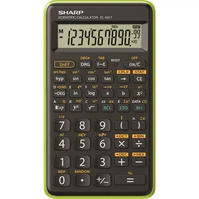 Számológép, tudományos, 146 funkció, SHARP "EL-501TBGR", fekete-zöld 1 db