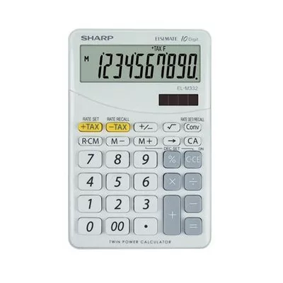 Számológép, asztali, 10 számjegy, SHARP "EL-M332", fehér 1 db