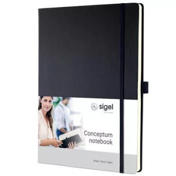   Jegyzetfüzet, exkluzív, A4, vonalas, 97 lap, keményfedeles, SIGEL "Conceptum", fekete 1 db