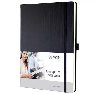 Jegyzetfüzet, exkluzív, A4, vonalas, 97 lap, keményfedeles, SIGEL "Conceptum", fekete 1 db
